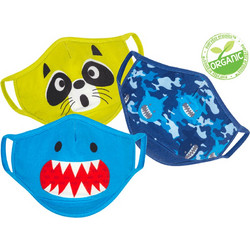 Zoocchini Organic Βαμβακερές Παιδικές Μάσκες Shark Multi 3τμχ