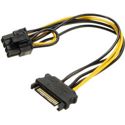 Καλώδιο Sata Ρεύματος 15pin αρσ. σε 6pin/ 8pin PCI-E θηλ. Κάρτας Γραφκών