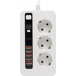 Πολύπριζο 3 Θέσεων με Διακόπτη, 5 USB και Καλώδιο 2m Andowl Q-688