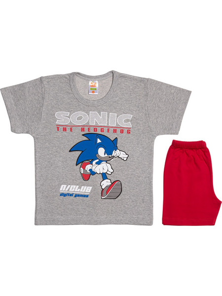 Nina Club Sonic Παιδική Πιτζάμα Βαμβακερή Καλοκαιρινή Κόκκινη 21-155