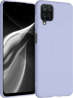 Samsung A12 - Anti-slip Liquid Silicone Gel Rubber Bumper Case with Soft Microfiber Lining Cushion Slim Hard Shell - Light Purple (oem)