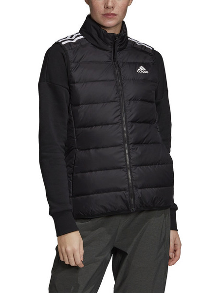 Adidas Essentials Αμάνικο Γυναικείο Μπουφάν Χειμωνιάτικο Puffer Κοντό Μαύρο GH4586