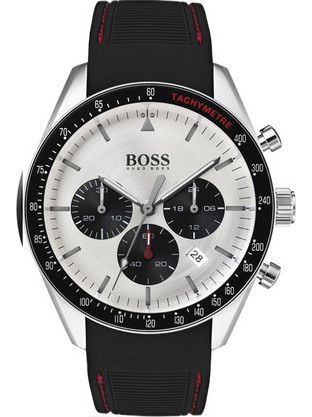 Hugo Boss Trophy Ανδρικό Ρολόι Χρονογράφος με Μαύρο Καουτσούκ Λουράκι 1513627