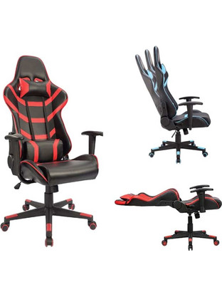 Woodwell BF9050 Καρέκλα Gaming Δερματίνης με Ρυθμιζόμενα Μπράτσα Μαύρη Κόκκινη ΕΟ588,1