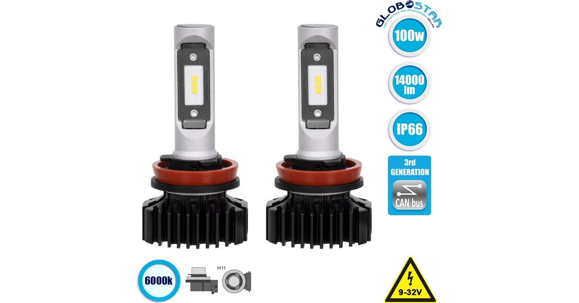 M-tech ΛΑΜΠΕΣ LED ΚΙΤ H11 12V 2x20W 6.500K 5200lm OSRAM PRO CAN