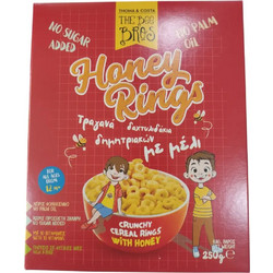 Δαχτυλίδια δημητριακών με μέλι, Honey Rings, Χωρίς Ζάχαρη, The Bee Bros, 250γρ