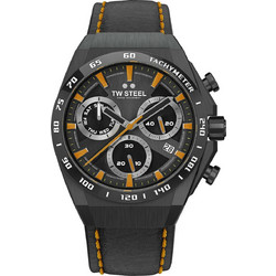 TW Steel Ανδρικό Ρολόι Χρονογράφος με Μαύρο Δερμάτινο Λουράκι CE4070