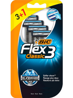 BIC Flex 3 Classic Ξυραφάκι μιας Χρήσης με 3 Λεπίδες & Λιπαντική Ταινία 4τμχ