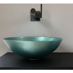 Glass Design Metropole Round 34 Επικαθήμενος Νιπτήρας Μπάνιου Στρογγυλός Γυάλινος 34x12.5cm Τιρκουάζ METROPOLE34TF