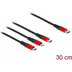 DeLock USB Cable 3-in-1 USB-C Lightning + Micro USB + USB-C