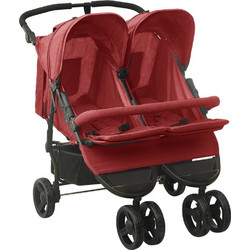 vidaXL Καρότσι για Δίδυμα Red Silver 10245