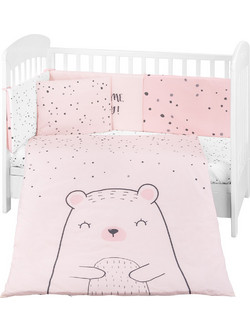 KikkaBoo Bear With Me Σετ Κούνιας 70x140cm Pink 6τμχ