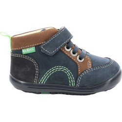 Kickers Παιδικά Μποτάκια Navy Μπλε Δερμάτινα με Σκρατς 878670-10-101