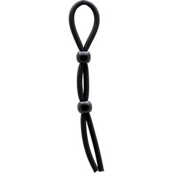 Rimba Latex Play Penis & Ball Strap Ρυθμιζόμενο Ελαστικό Δαχτυλίδι Πέους & Όρχεων Σιλικόνης Μαύρο