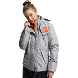 Superdry Γυναικείο Μπουφάν Χειμωνιάτικο Softshell Κοντό Αντιανεμικό Γκρι W5011171A-63Q