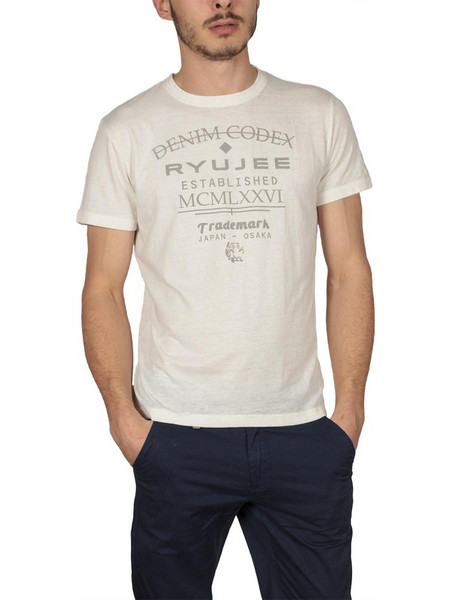 Ryujee ανδρικό T-shirt κρεμ μελανζέ ryts-4041-cr