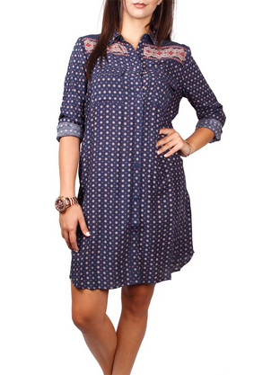 Soft Rebels Signe Mini Καθημερινό Φόρεμα Σεμιζιέ Navy Μπλε 516-736