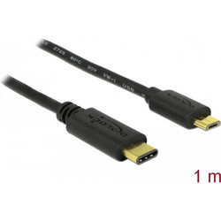Καλώδιο Σύνδεσης DELOCK (83602) USB-C σε Micro USB - 3A, QC, USB 2.0 - 1m - Μαύρο Delock 83602