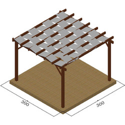 CE Ξύλινη Πέργκολα Με Πανί Σκίασης 300x300cm (000651)