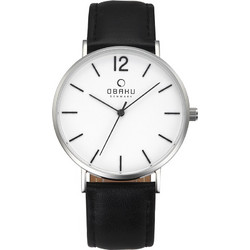 Obaku Ανδρικό Ρολόι με Μαύρο Δερμάτινο Λουράκι V197GXCWRB