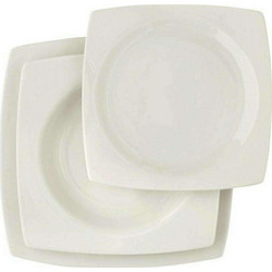 Cryspo Trio Σετ Πιάτα Φαγητού Πορσελάνης Quadro White 72τμχ