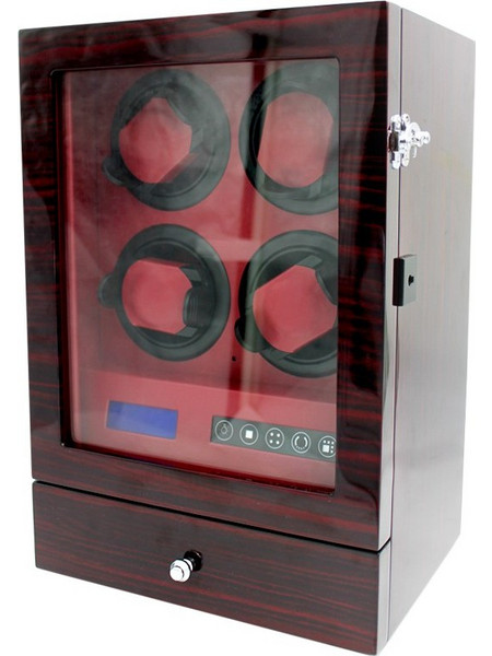 S2204ER WATCH WINDER ΚΟΥΡΔΙΣΤΗΡΙ ΩΡΟΛΟΓΙΩΝ 4 ΘΕΣΕΩΝ ΚΑΦΕ ΜΕ KOKKINO ΕΣΩΤΕΡΙΚΟ