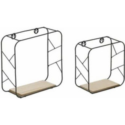 Ράφια Τοίχου Μαύρο / Φυσικό Μπεζ 2τμχ 25x10x25cm 6-70-861-0009