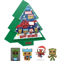 Funko Pocket Pop! Marvel Happy Holidays Tree Box Glows 4-Pack