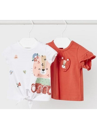 Mayoral New Born Σετ 2 Μπλουζάκια Χρώμα 19 Πορτοκαλί (23-01097-019)
