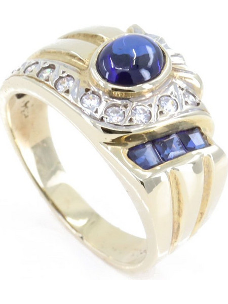 Δαχτυλίδι 14 Κ με μπλε και λευκά zircon, 1443