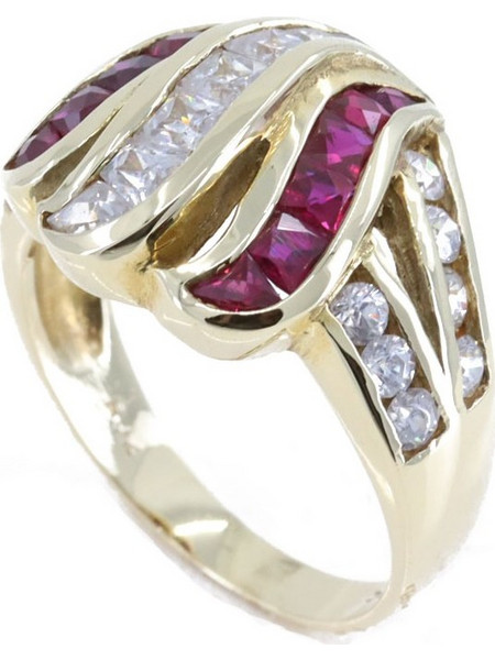 Δαχτυλίδι 14 Κ με λευκά και κόκκινα zircon, 1437