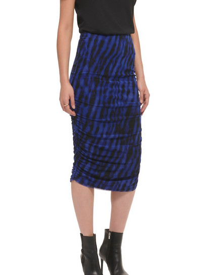 DKNY Μίντι Φούστα Υφασμάτινη Ψηλόμεση Pencil Navy Μπλε P2JGVQMG-AF7