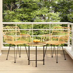 vidaXL Σετ Τραπεζαρία Κήπου Rattan 3τμχ Μπεζ 3157829