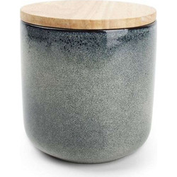 Δοχείο κουζίνας stoneware μπλε-πράσινο με ξύλινο καπάκι 0.9 λτ. Meridian