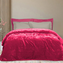 Κουβέρτα βελούδινη διπλή 220x240cm deluxe Joli 3800gr Ροζ
