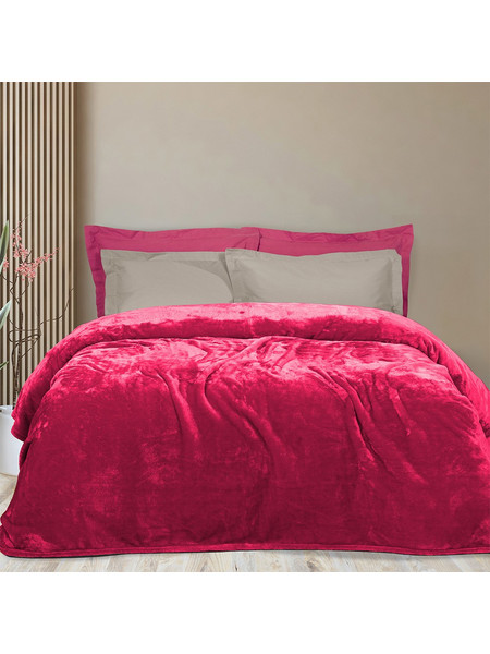 Κουβέρτα βελούδινη διπλή 220x240cm deluxe Joli 3800gr Ροζ