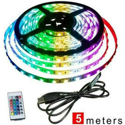 Ταινία LED Τροφοδοσίας USB (5V) RGB Μήκους 5m με Τηλεχειριστήριο Aerbes AB-Z813