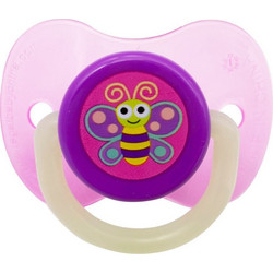 Honey Baby Πιπίλα Σιλικόνης Νυκτός 6-36m Glow in The Butterfly Purple