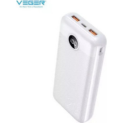 Veger L20S Power Bank 20000mAh 20W με 2 Θύρες USB-A White