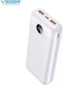 Veger L20S Power Bank 20000mAh 20W με 2 Θύρες USB-A White