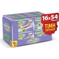 BabyCare Sensitive Μωρομάντηλα Χωρίς Οινόπνευμα & Parabens με Aloe Vera 16x54τμχ