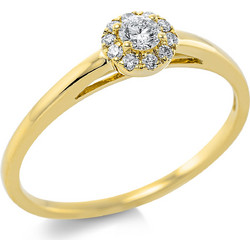 Diamond Group Μονόπετρο Δαχτυλίδι με Διαμάντια Brilliant από Κίτρινο Χρυσό 18 Καρατίων DDX537