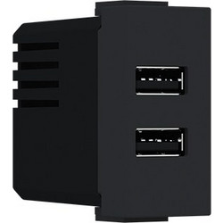 Acaelec Modys Πρίζα Τροφοδοσίας 2xUSB 1 Στοιχείου A+C 5VDC 3A IP20 Μαύρο Ματ (10101412364)