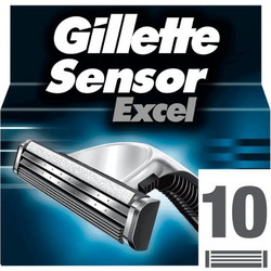 Gillette Sensor Excel Ανταλλακτικά Ξυραφάκια με 6 Λεπίδες & Λιπαντική Ταινία 10τμχ
