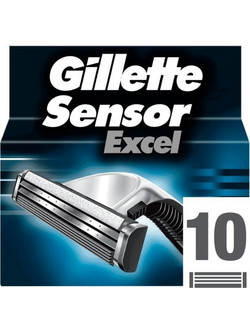 Gillette Sensor Excel Ανταλλακτικά Ξυραφάκια με 6 Λεπίδες & Λιπαντική Ταινία 10τμχ