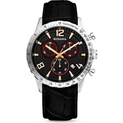 Rodania Energy Urban Black Leather Chrongraph Ανδρικό Ρολόι Χρονογράφος με Μαύρο Δερμάτινο Λουράκι 2608625