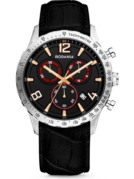 Rodania Energy Urban Black Leather Chrongraph Ανδρικό Ρολόι Χρονογράφος με Μαύρο Δερμάτινο Λουράκι 2608625