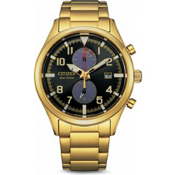 Citizen Eco-Drive Ανδρικό Ρολόι Χρονογράφος Solar με Χρυσό Μεταλλικό Μπρασελέ CA7022-87E