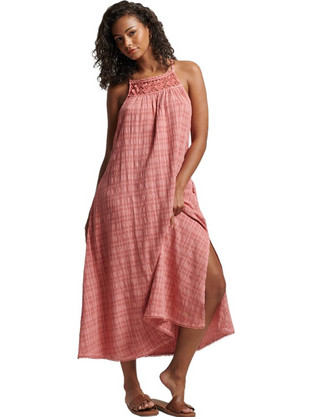 Superdry Midi Καλοκαιρινό Καθημερινό Φόρεμα Ροζ W8011411A
