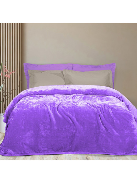 Κουβέρτα βελούδινη διπλή 220x240cm deluxe Joli 3800gr Λιλά